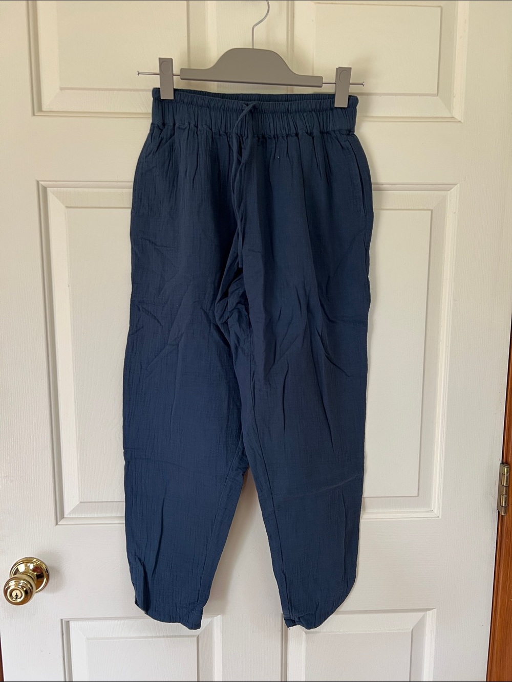 Pact Organic Coastal Double Gauze Tapered Pull-On Pant XS French Navy - Picture 5 of 9